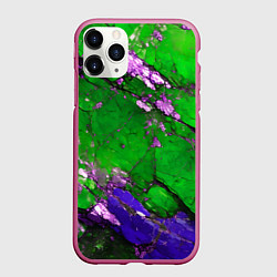 Чехол iPhone 11 Pro матовый A purple mineral in a green stone, цвет: 3D-малиновый