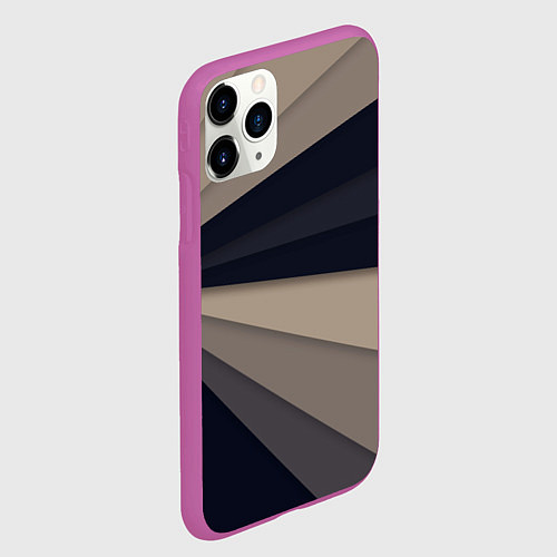 Чехол iPhone 11 Pro матовый Фрактальные линии / 3D-Фиолетовый – фото 2