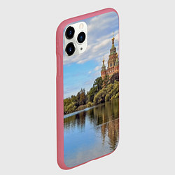 Чехол iPhone 11 Pro матовый Собор святых апостолов Петра и Павла в Петергофе, цвет: 3D-малиновый — фото 2