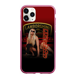 Чехол iPhone 11 Pro матовый Девушка и Lamborghini