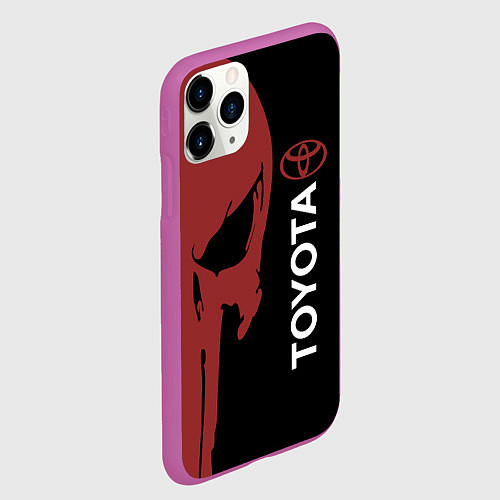 Чехол iPhone 11 Pro матовый Toyota и череп / 3D-Фиолетовый – фото 2
