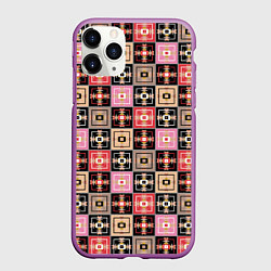 Чехол iPhone 11 Pro матовый Разноцветная плитка с геометрическим рисунком, цвет: 3D-фиолетовый