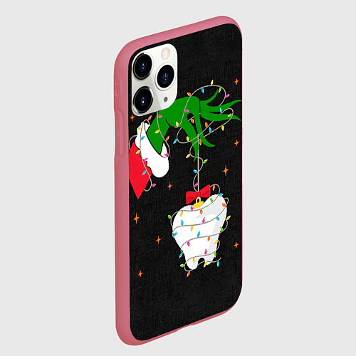 Чехол iPhone 11 Pro матовый Гринч похищает у зубной феи / 3D-Малиновый – фото 2