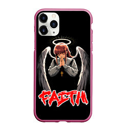 Чехол iPhone 11 Pro матовый Makima faith - Chainsaw man, цвет: 3D-малиновый