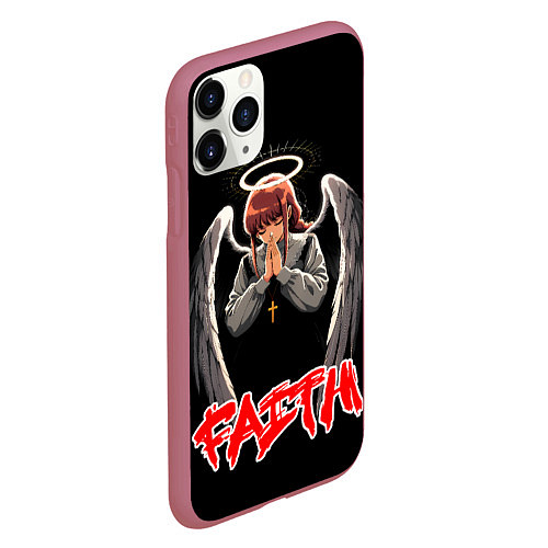 Чехол iPhone 11 Pro матовый Makima faith - Chainsaw man / 3D-Малиновый – фото 2