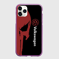 Чехол iPhone 11 Pro матовый Volkswagen и череп, цвет: 3D-фиолетовый