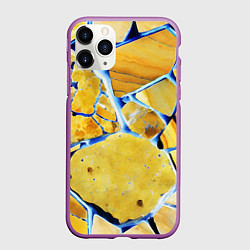 Чехол iPhone 11 Pro матовый Жёлто-синяя абстракция, цвет: 3D-фиолетовый