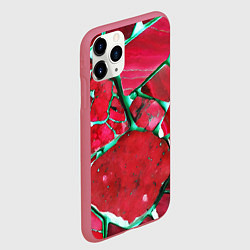Чехол iPhone 11 Pro матовый Зеленый минерал в красном камне, цвет: 3D-малиновый — фото 2