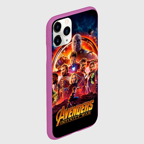 Чехол iPhone 11 Pro матовый Супергерои Мстители война бесконечности / 3D-Фиолетовый – фото 2