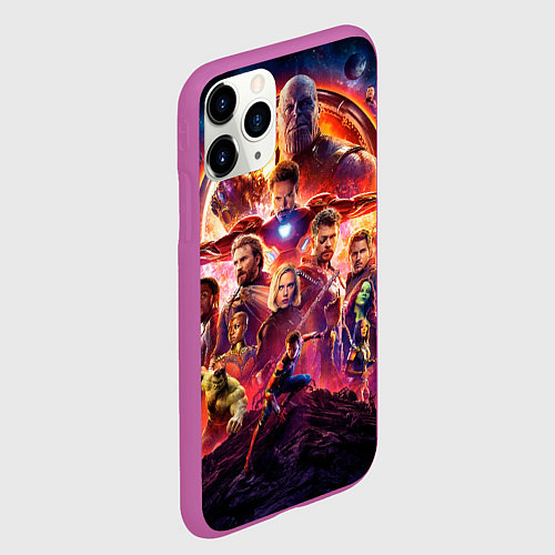 Чехол iPhone 11 Pro матовый Супергерои Avengers infinity war / 3D-Фиолетовый – фото 2