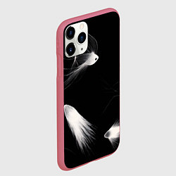 Чехол iPhone 11 Pro матовый Белые рыбки на черном фоне - нейросеть, цвет: 3D-малиновый — фото 2