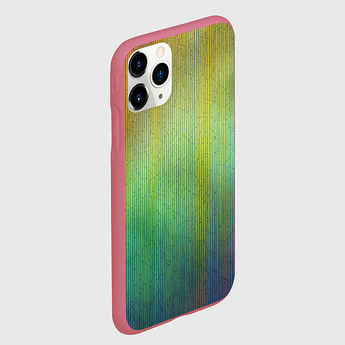 Чехол iPhone 11 Pro матовый Цветной металл с градиентом / 3D-Малиновый – фото 2