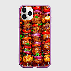 Чехол iPhone 11 Pro матовый Шашлычок, цвет: 3D-фиолетовый