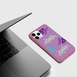 Чехол iPhone 11 Pro матовый Пиксели, цвет: 3D-малиновый — фото 2