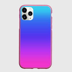 Чехол iPhone 11 Pro матовый Градиент закат сине-розовый, цвет: 3D-малиновый