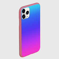 Чехол iPhone 11 Pro матовый Градиент закат сине-розовый, цвет: 3D-малиновый — фото 2
