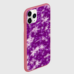 Чехол iPhone 11 Pro матовый Снежинки глитч, цвет: 3D-малиновый — фото 2