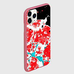Чехол iPhone 11 Pro матовый Сине красная абстракция на чёрном фоне, цвет: 3D-малиновый — фото 2