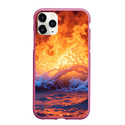 Чехол iPhone 11 Pro матовый Стихия огня и воды, цвет: 3D-малиновый