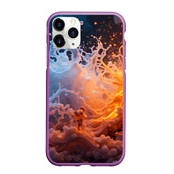 Чехол iPhone 11 Pro матовый Брызги воды и огня, цвет: 3D-фиолетовый