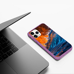 Чехол iPhone 11 Pro матовый Волна и огонь, цвет: 3D-фиолетовый — фото 2