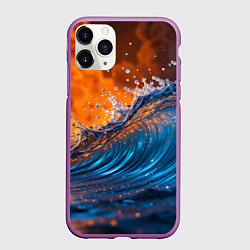 Чехол iPhone 11 Pro матовый Волна и огонь, цвет: 3D-фиолетовый