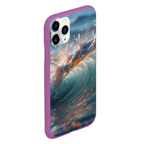 Чехол iPhone 11 Pro матовый Волна и блики солнца / 3D-Фиолетовый – фото 2