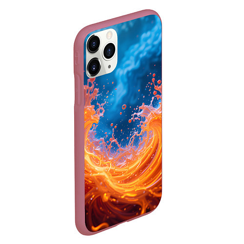 Чехол iPhone 11 Pro матовый Яркое пламя в воде / 3D-Малиновый – фото 2