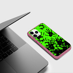 Чехол iPhone 11 Pro матовый Death stranding руки, цвет: 3D-малиновый — фото 2