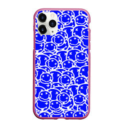 Чехол iPhone 11 Pro матовый Nirvana logo blue, цвет: 3D-малиновый