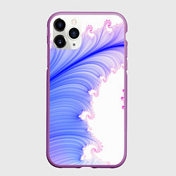 Чехол iPhone 11 Pro матовый Узоры неон фрактал, цвет: 3D-фиолетовый