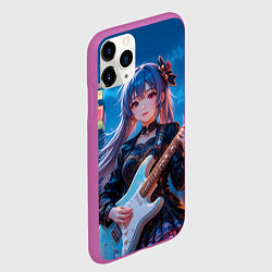 Чехол iPhone 11 Pro матовый Аниме девочка с электрогитарой, цвет: 3D-фиолетовый — фото 2