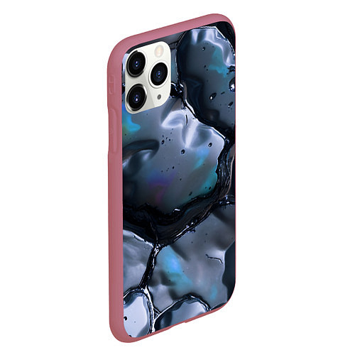 Чехол iPhone 11 Pro матовый Жидкая субстанция серая / 3D-Малиновый – фото 2