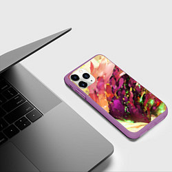 Чехол iPhone 11 Pro матовый Красно-жёлтая абстракция, цвет: 3D-фиолетовый — фото 2