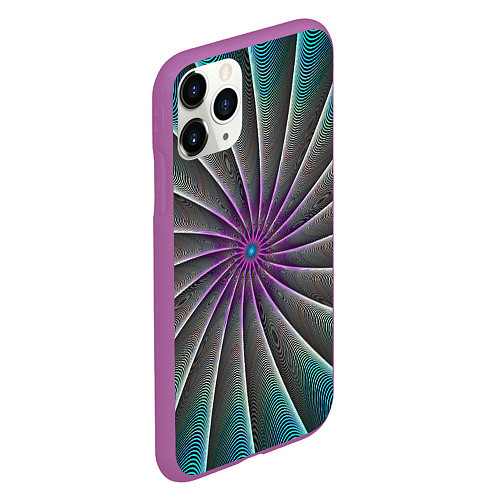 Чехол iPhone 11 Pro матовый Оптический узор неоновый / 3D-Фиолетовый – фото 2