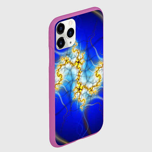 Чехол iPhone 11 Pro матовый Фрактальный узор мерцание / 3D-Фиолетовый – фото 2