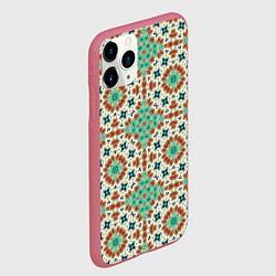 Чехол iPhone 11 Pro матовый Восточный пляжный орнамент зелено коричневый, цвет: 3D-малиновый — фото 2