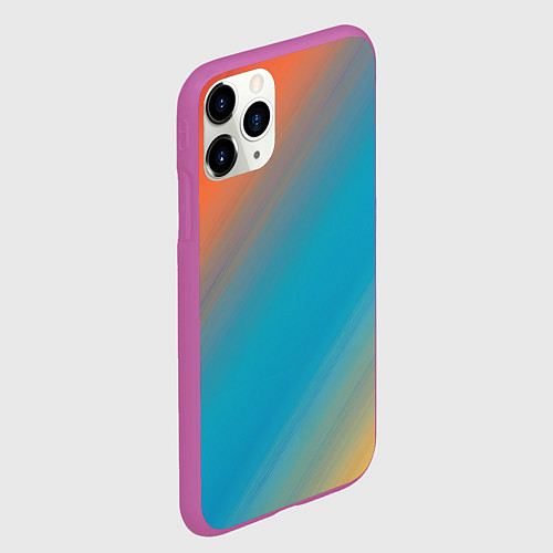 Чехол iPhone 11 Pro матовый Сине-оранжевый градиент / 3D-Фиолетовый – фото 2