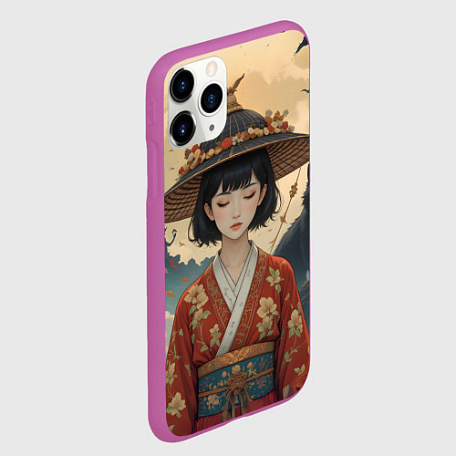Чехол iPhone 11 Pro матовый Таинственная шляпка / 3D-Фиолетовый – фото 2