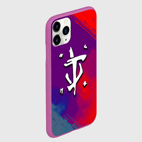 Чехол iPhone 11 Pro матовый Doom неоновые краски / 3D-Фиолетовый – фото 2
