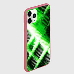 Чехол iPhone 11 Pro матовый Зелёная сеть на чёрном фоне, цвет: 3D-малиновый — фото 2
