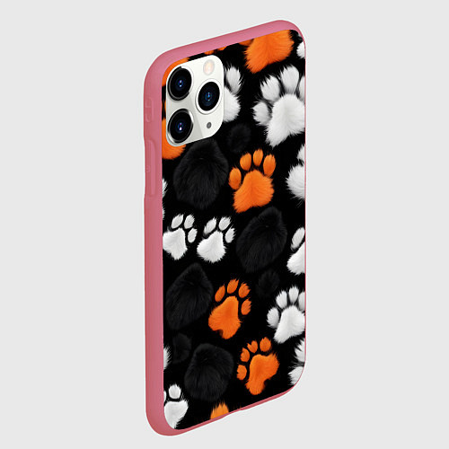 Чехол iPhone 11 Pro матовый Мохнатые лапки / 3D-Малиновый – фото 2