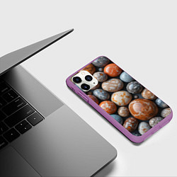Чехол iPhone 11 Pro матовый Мокрые камушки, цвет: 3D-фиолетовый — фото 2