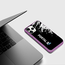 Чехол iPhone 11 Pro матовый Portal краски черно белый, цвет: 3D-фиолетовый — фото 2
