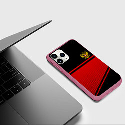 Чехол iPhone 11 Pro матовый Россия герб геометрия, цвет: 3D-малиновый — фото 2