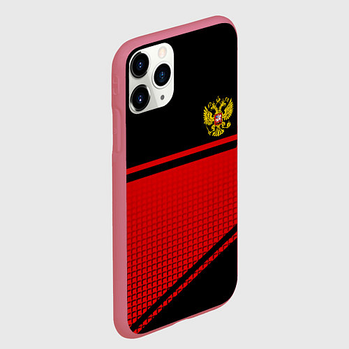 Чехол iPhone 11 Pro матовый Россия герб геометрия / 3D-Малиновый – фото 2