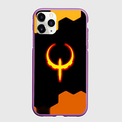 Чехол iPhone 11 Pro матовый Квейк соты огненное лого, цвет: 3D-фиолетовый