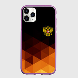 Чехол iPhone 11 Pro матовый Герб России геометрия, цвет: 3D-фиолетовый