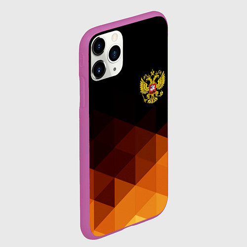 Чехол iPhone 11 Pro матовый Герб России геометрия / 3D-Фиолетовый – фото 2