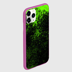 Чехол iPhone 11 Pro матовый Зеленые брызги красок, цвет: 3D-фиолетовый — фото 2